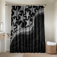 Monotone Polynesian Starfish Unique Pattern Bathroom Set LT01 Shower Curtain Only Black - Polynesian Pride