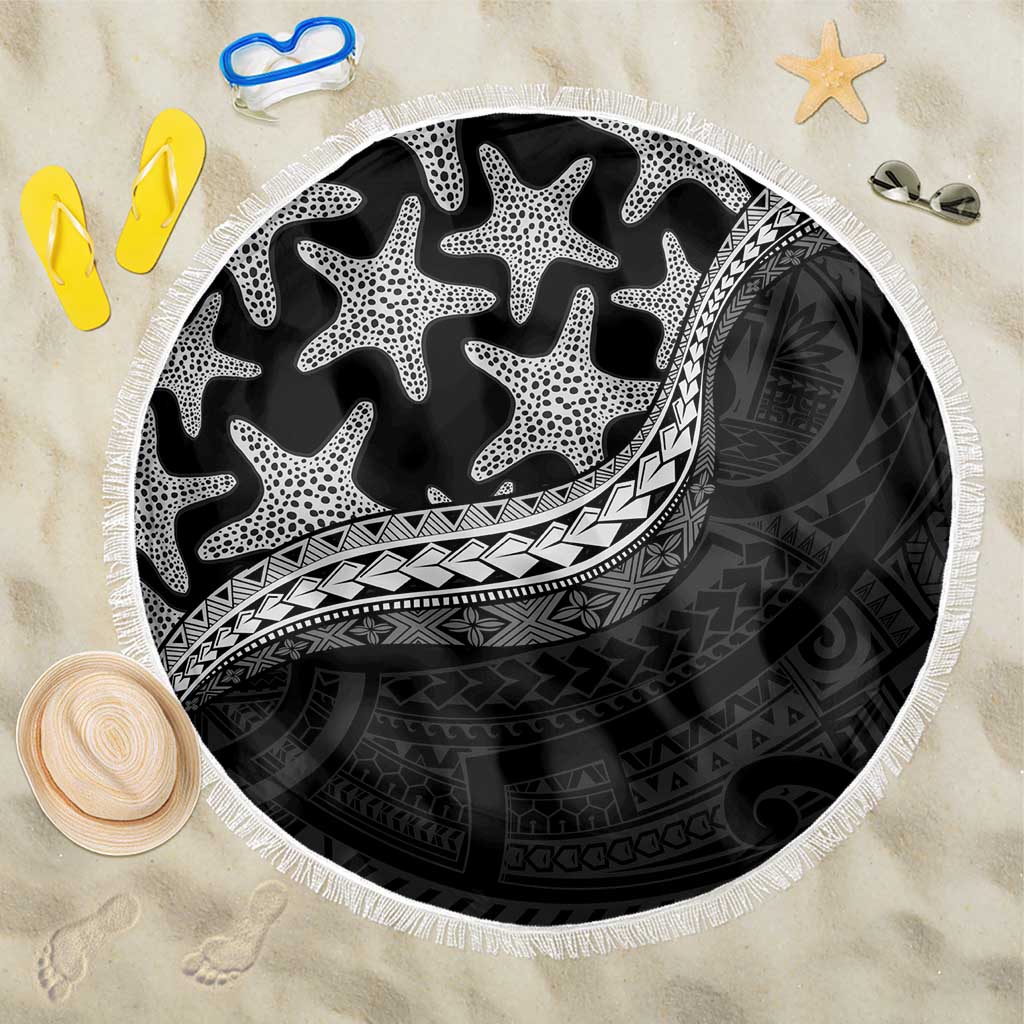 Monotone Polynesian Starfish Unique Pattern Beach Blanket LT01 One Size 150cm Black - Polynesian Pride
