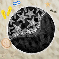 Monotone Polynesian Starfish Unique Pattern Beach Blanket LT01 One Size 150cm Black - Polynesian Pride