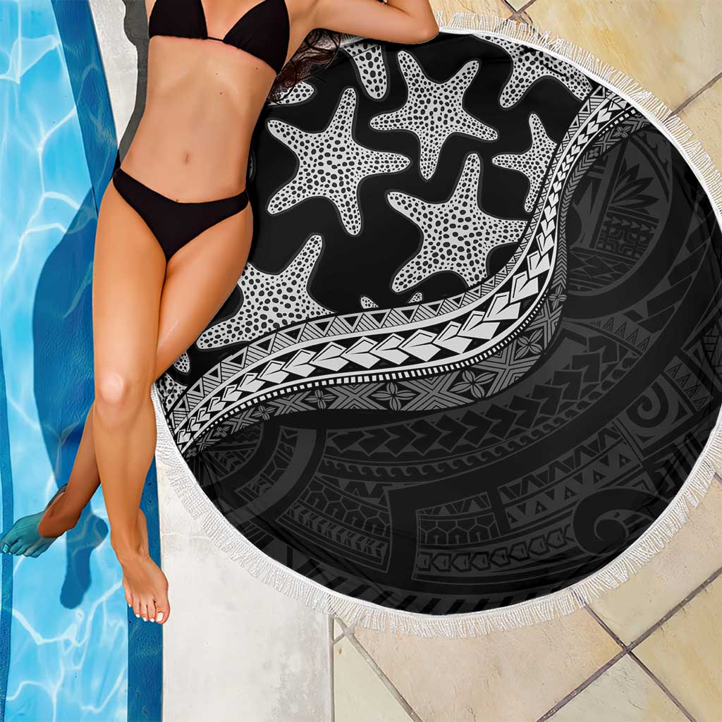 Monotone Polynesian Starfish Unique Pattern Beach Blanket LT01 - Polynesian Pride