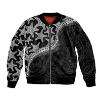 Monotone Polynesian Starfish Unique Pattern Bomber Jacket LT01 Unisex Black - Polynesian Pride