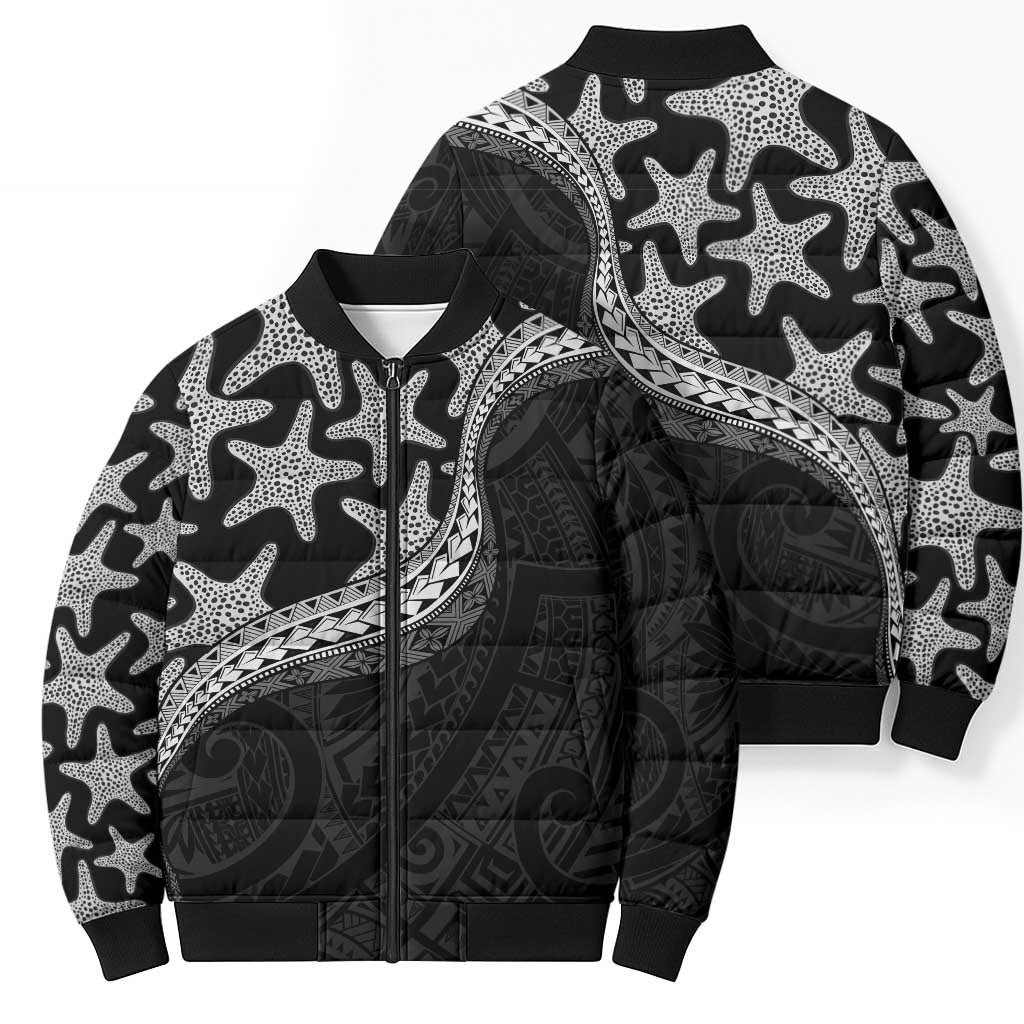 Monotone Polynesian Starfish Unique Pattern Bomber Puffer Jacket LT01 - Polynesian Pride
