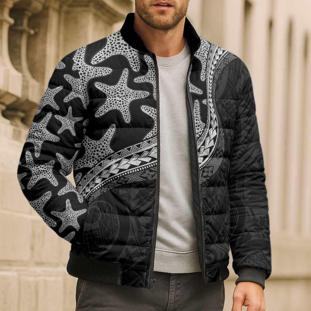 Monotone Polynesian Starfish Unique Pattern Bomber Puffer Jacket LT01 - Polynesian Pride