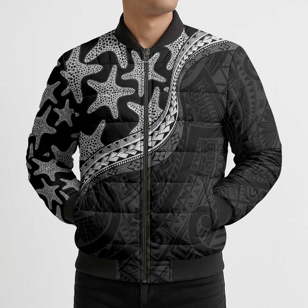 Monotone Polynesian Starfish Unique Pattern Bomber Puffer Jacket LT01 - Polynesian Pride
