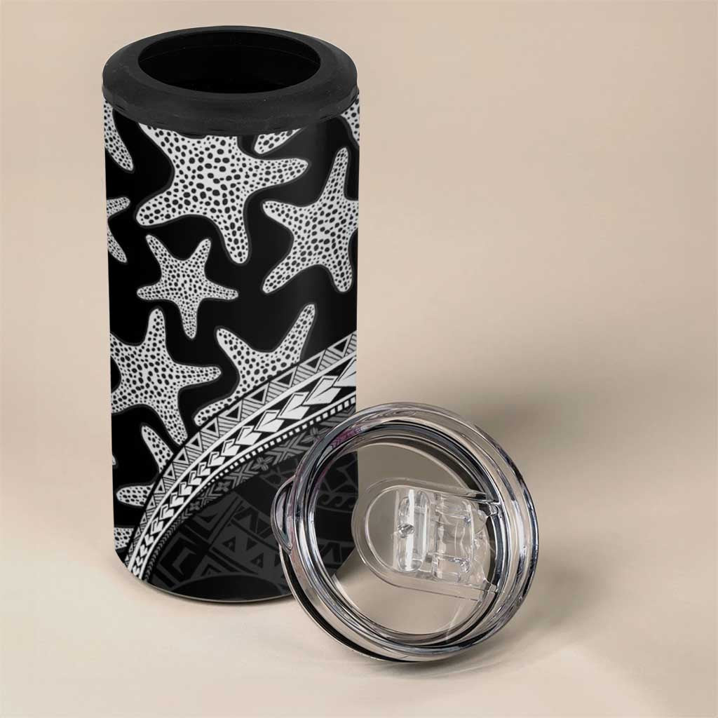 Monotone Polynesian Starfish Unique Pattern 4 in 1 Can Cooler Tumbler LT01 - Polynesian Pride