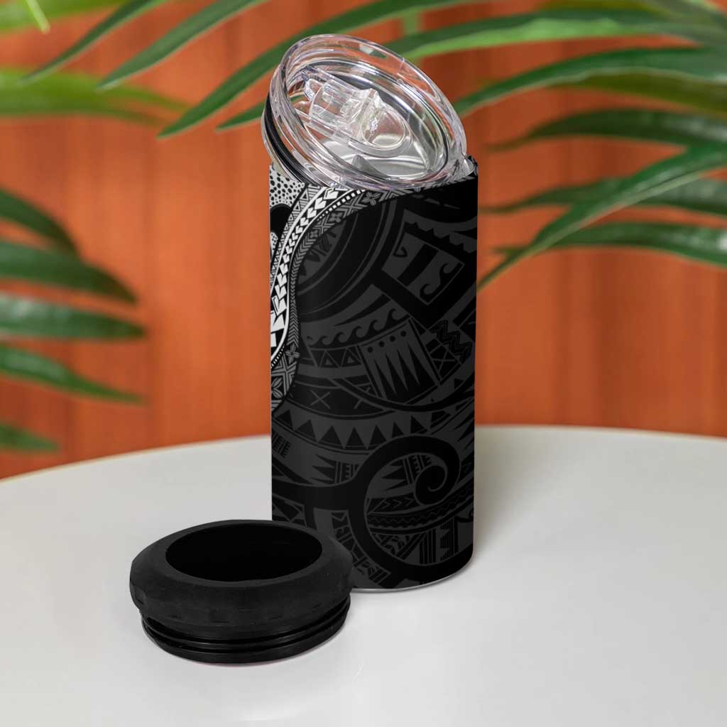 Monotone Polynesian Starfish Unique Pattern 4 in 1 Can Cooler Tumbler LT01 - Polynesian Pride