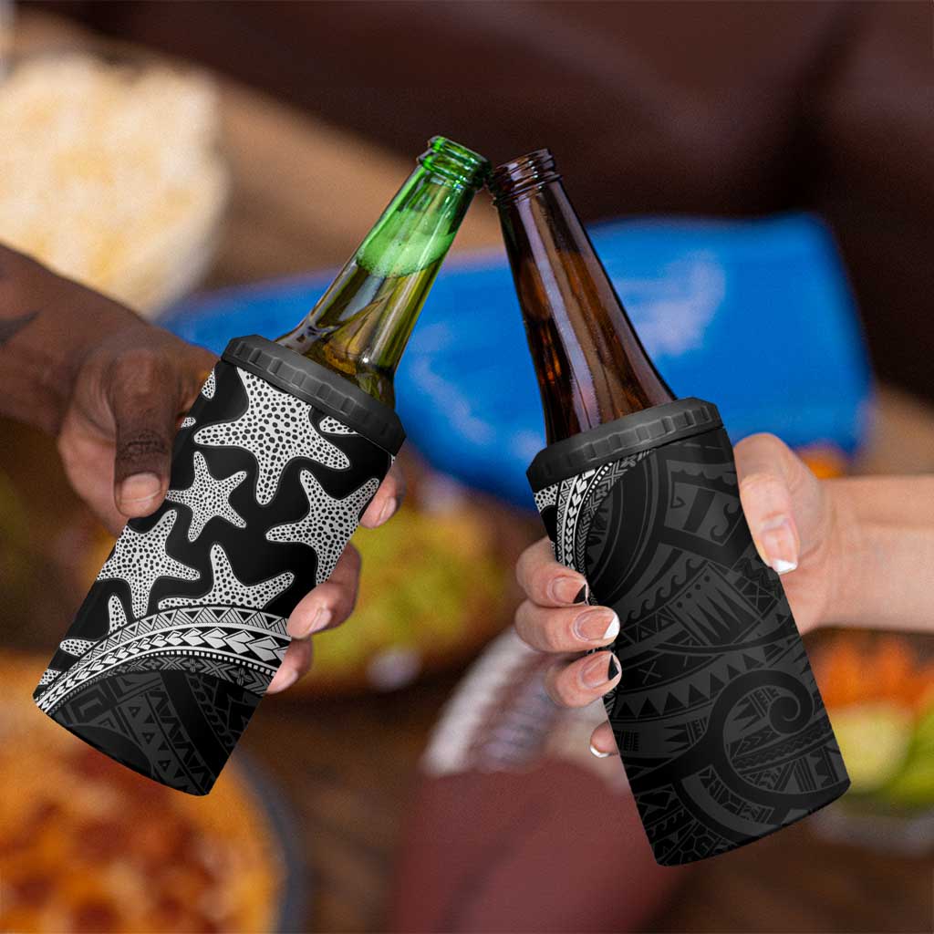 Monotone Polynesian Starfish Unique Pattern 4 in 1 Can Cooler Tumbler LT01 - Polynesian Pride