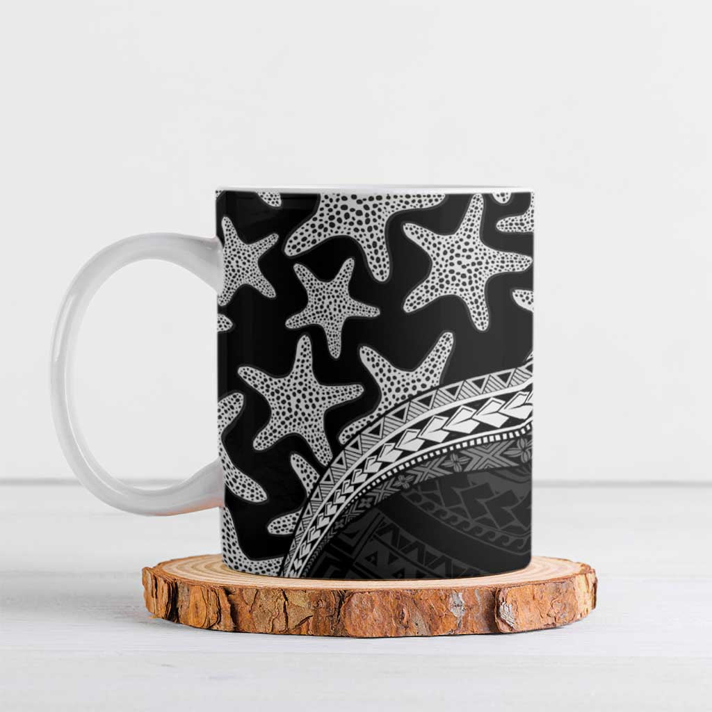 Monotone Polynesian Starfish Unique Pattern Ceramic Mug LT01 Black - Polynesian Pride