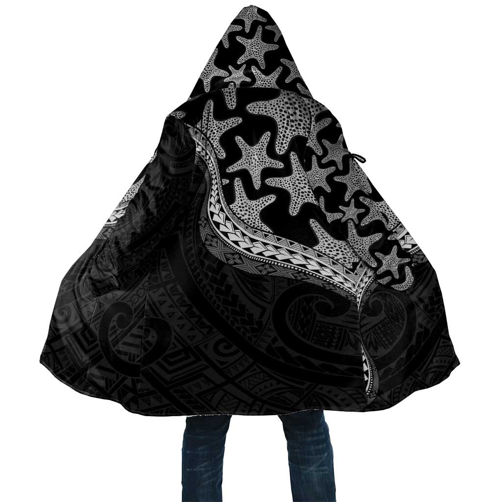 Monotone Polynesian Starfish Unique Pattern Cloak LT01 Unisex Black - Polynesian Pride