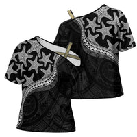 Monotone Polynesian Starfish Unique Pattern Cross Shoulder Shirt LT01 - Polynesian Pride