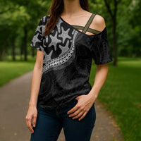 Monotone Polynesian Starfish Unique Pattern Cross Shoulder Shirt LT01 - Polynesian Pride