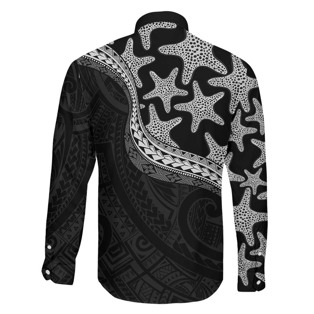 Monotone Polynesian Starfish Unique Pattern Family Matching Mermaid Dress and Hawaiian Shirt LT01 - Polynesian Pride