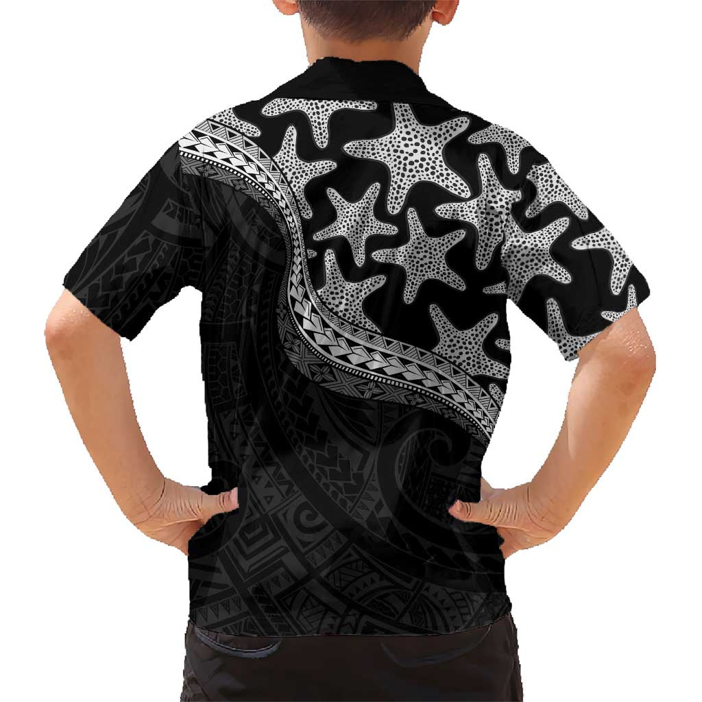 Monotone Polynesian Starfish Unique Pattern Family Matching Short Sleeve Bodycon Dress and Hawaiian Shirt LT01 - Polynesian Pride