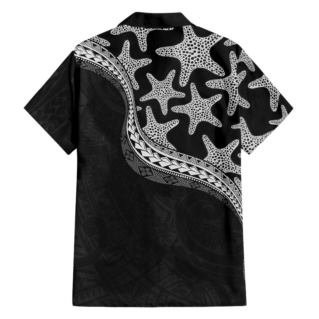 Monotone Polynesian Starfish Unique Pattern Family Matching Short Sleeve Bodycon Dress and Hawaiian Shirt LT01 - Polynesian Pride