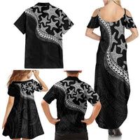 Monotone Polynesian Starfish Unique Pattern Family Matching Summer Maxi Dress and Hawaiian Shirt LT01 - Polynesian Pride