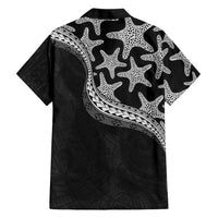 Monotone Polynesian Starfish Unique Pattern Family Matching Tank Maxi Dress and Hawaiian Shirt