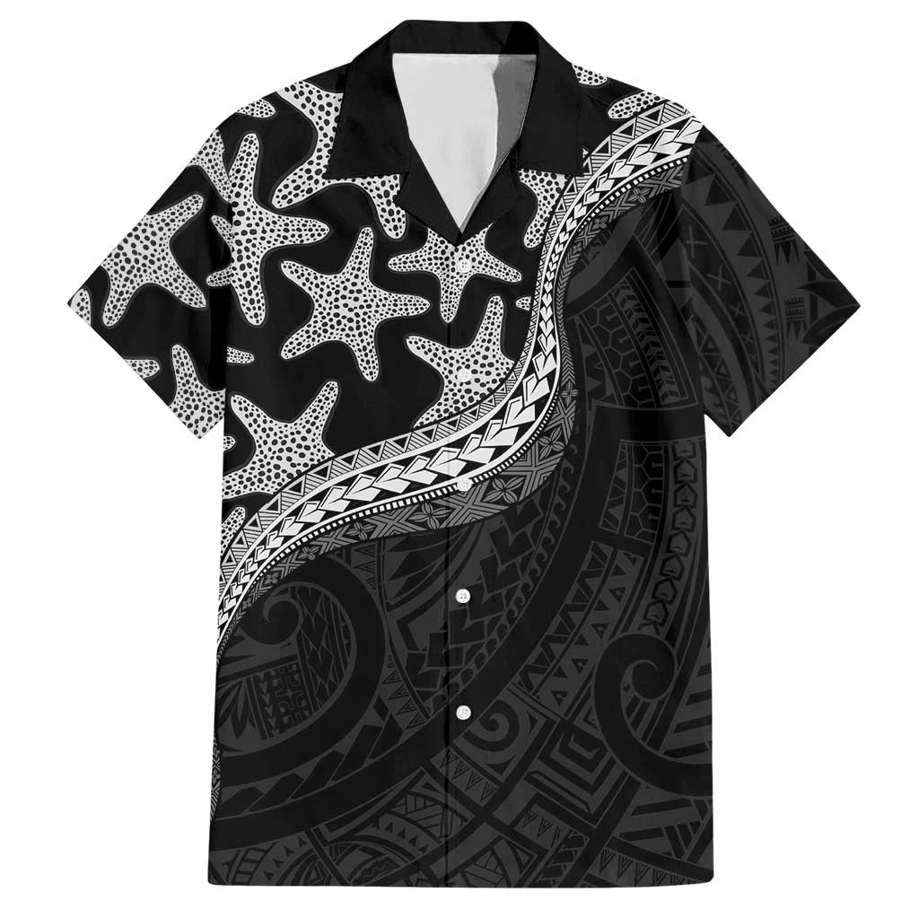 Monotone Polynesian Starfish Unique Pattern Hawaiian Shirt LT01 Black - Polynesian Pride
