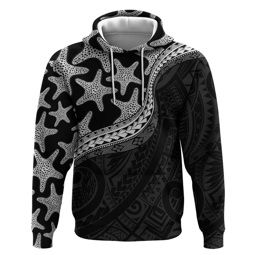 Monotone Polynesian Starfish Unique Pattern Hoodie LT01 Pullover Hoodie Black - Polynesian Pride