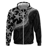 Monotone Polynesian Starfish Unique Pattern Hoodie LT01 Zip Hoodie Black - Polynesian Pride