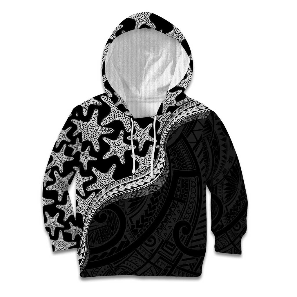 Monotone Polynesian Starfish Unique Pattern Kid Hoodie LT01 Hoodie Black - Polynesian Pride