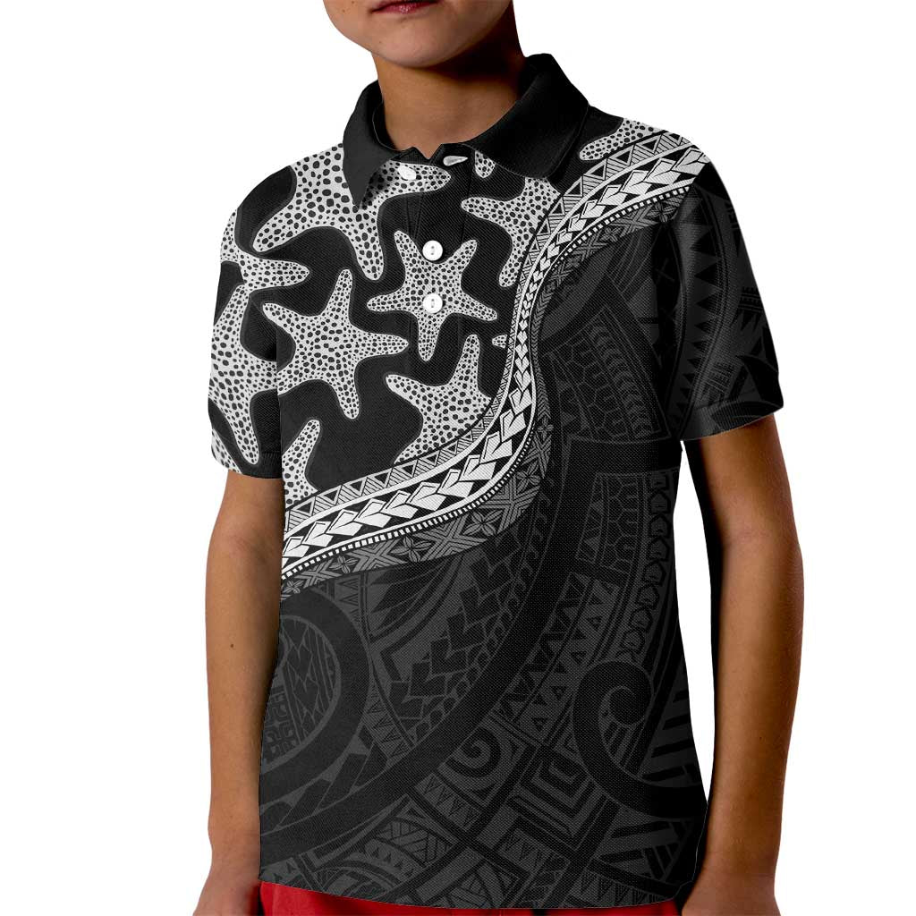 Monotone Polynesian Starfish Unique Pattern Kid Polo Shirt LT01 Kid Black - Polynesian Pride