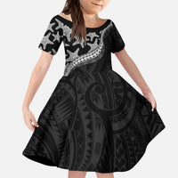 Monotone Polynesian Starfish Unique Pattern Kid Short Sleeve Dress LT01 KID Black - Polynesian Pride