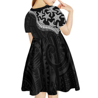 Monotone Polynesian Starfish Unique Pattern Kid Short Sleeve Dress LT01 - Polynesian Pride