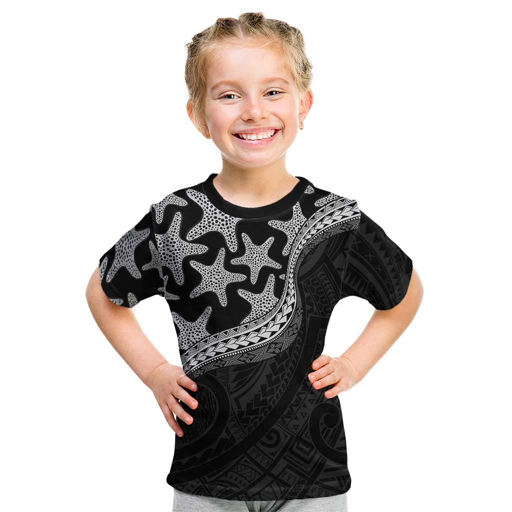 Monotone Polynesian Starfish Unique Pattern Kid T Shirt LT01 Black - Polynesian Pride