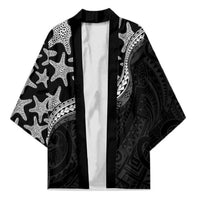 Monotone Polynesian Starfish Unique Pattern Kimono LT01 Unisex Black - Polynesian Pride