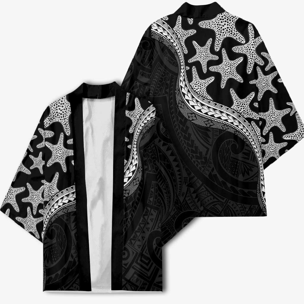 Monotone Polynesian Starfish Unique Pattern Kimono LT01 - Polynesian Pride