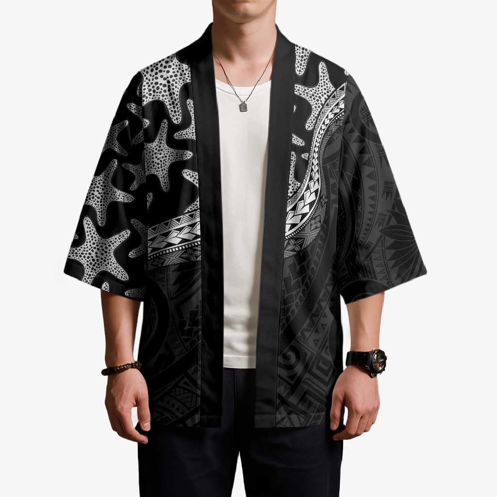 Monotone Polynesian Starfish Unique Pattern Kimono LT01 - Polynesian Pride