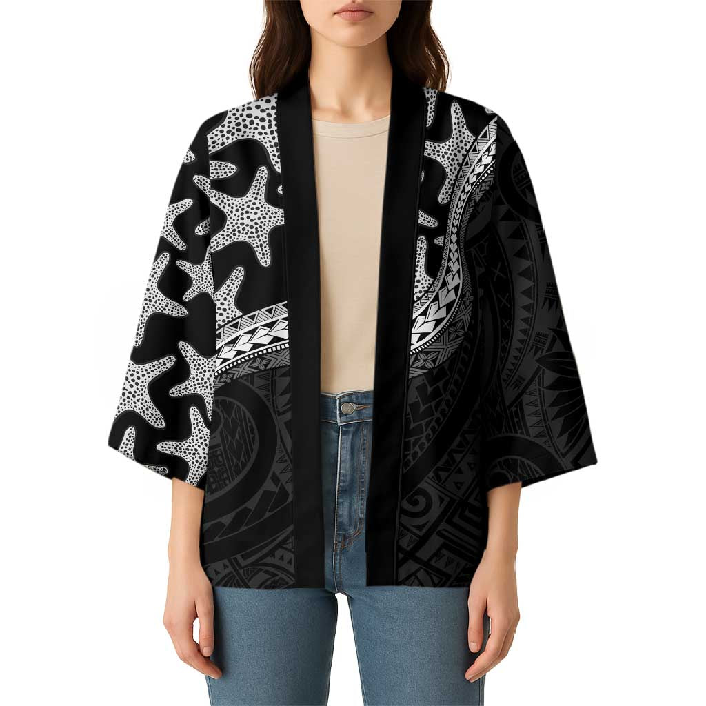 Monotone Polynesian Starfish Unique Pattern Kimono LT01 - Polynesian Pride