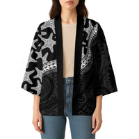 Monotone Polynesian Starfish Unique Pattern Kimono LT01 - Polynesian Pride
