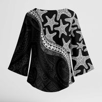 Monotone Polynesian Starfish Unique Pattern Kimono Sleeve Blouse LT01 - Polynesian Pride