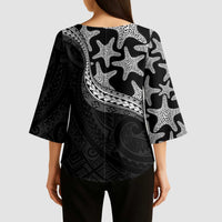 Monotone Polynesian Starfish Unique Pattern Kimono Sleeve Blouse LT01 - Polynesian Pride