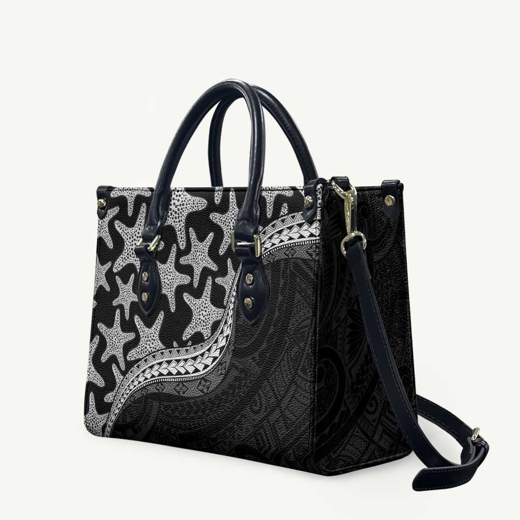 Monotone Polynesian Starfish Unique Pattern Leather Bag LT01 Black - Polynesian Pride