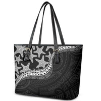 Monotone Polynesian Starfish Unique Pattern Leather Tote Bag LT01 - Polynesian Pride