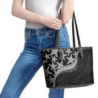 Monotone Polynesian Starfish Unique Pattern Leather Tote Bag LT01 - Polynesian Pride