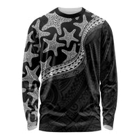 Monotone Polynesian Starfish Unique Pattern Long Sleeve Shirt LT01 Unisex Black - Polynesian Pride