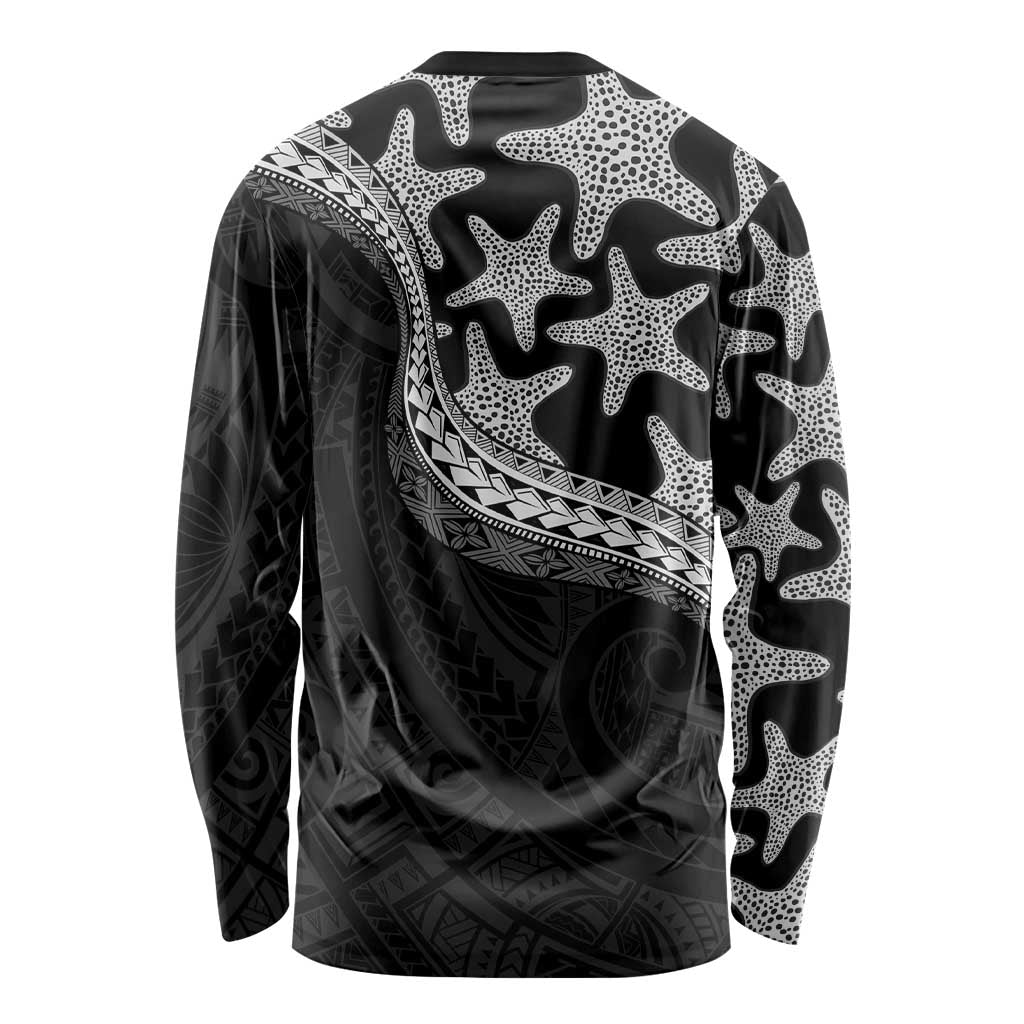 Monotone Polynesian Starfish Unique Pattern Long Sleeve Shirt LT01 - Polynesian Pride