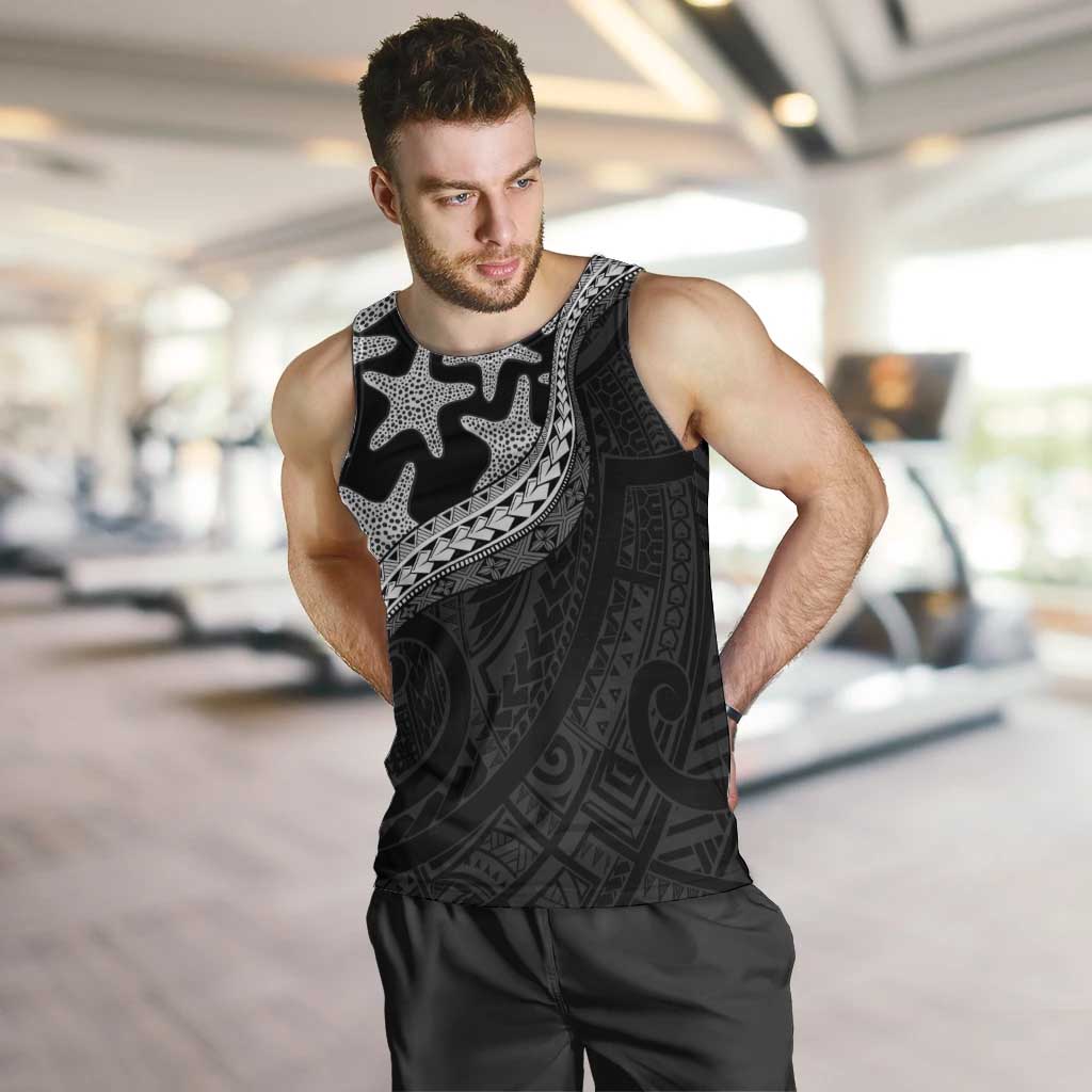 Monotone Polynesian Starfish Unique Pattern Men Tank Top LT01 Black - Polynesian Pride
