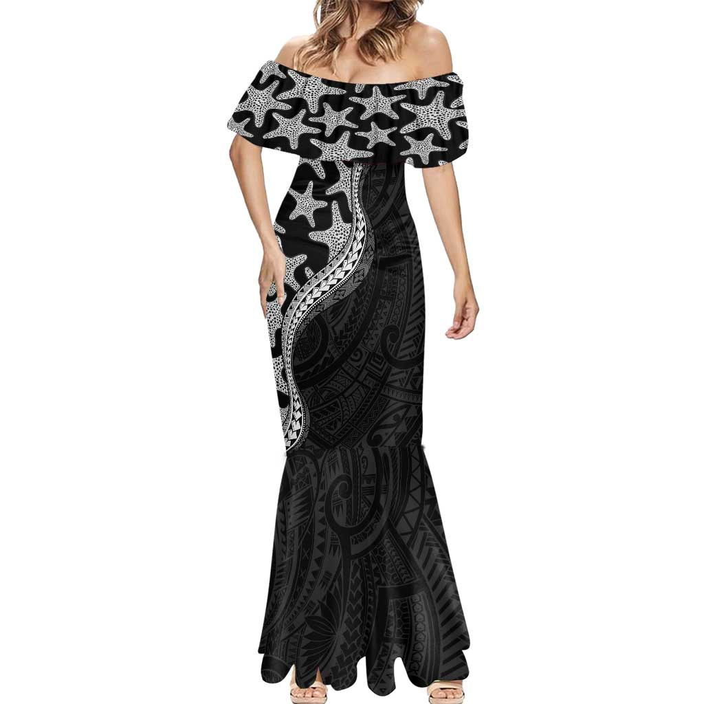 Monotone Polynesian Starfish Unique Pattern Mermaid Dress LT01 - Polynesian Pride