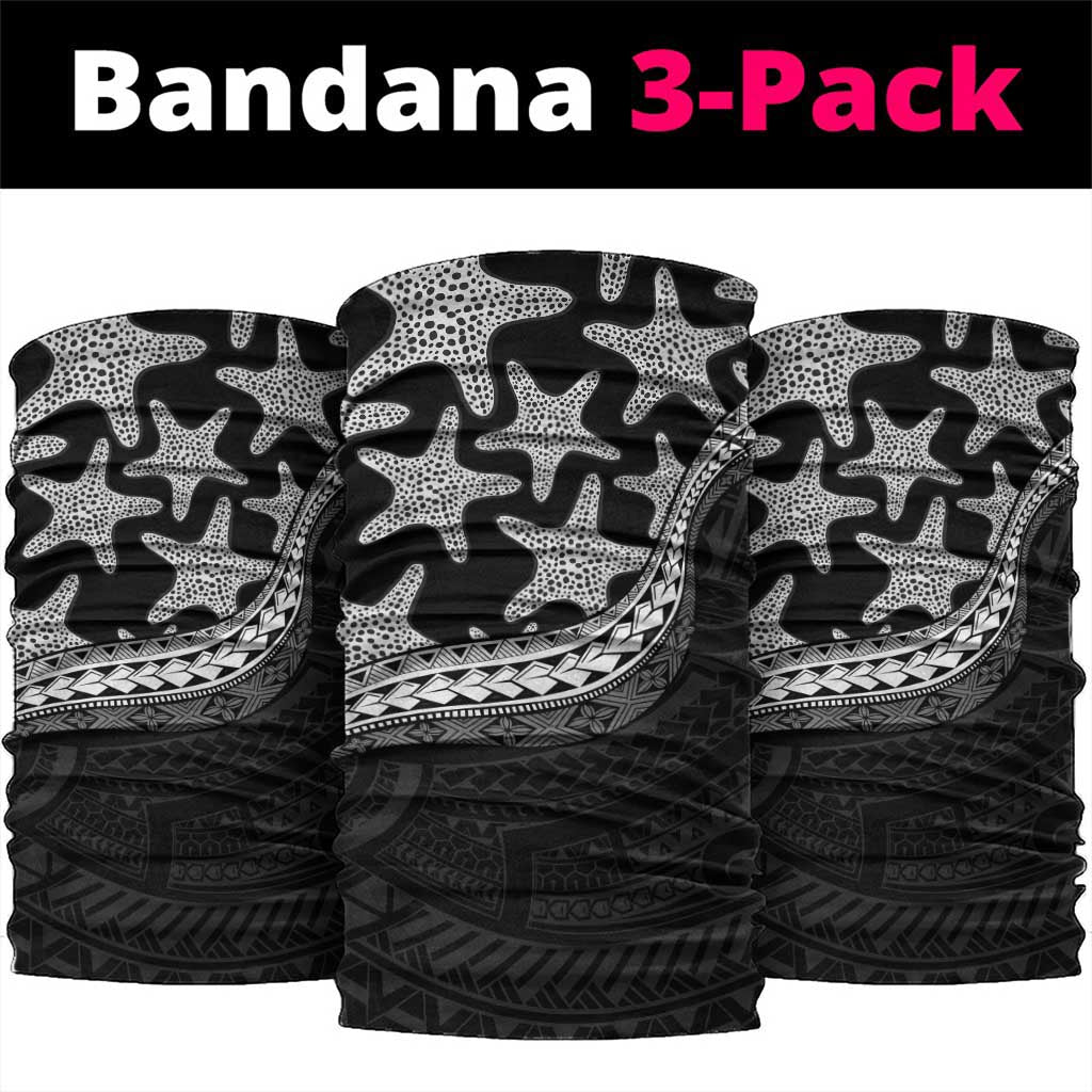 Monotone Polynesian Starfish Unique Pattern Neck Gaiter LT01 package One Size: 25*50cm Black - Polynesian Pride