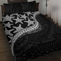 Monotone Polynesian Starfish Unique Pattern Quilt Bed Set LT01 Black - Polynesian Pride