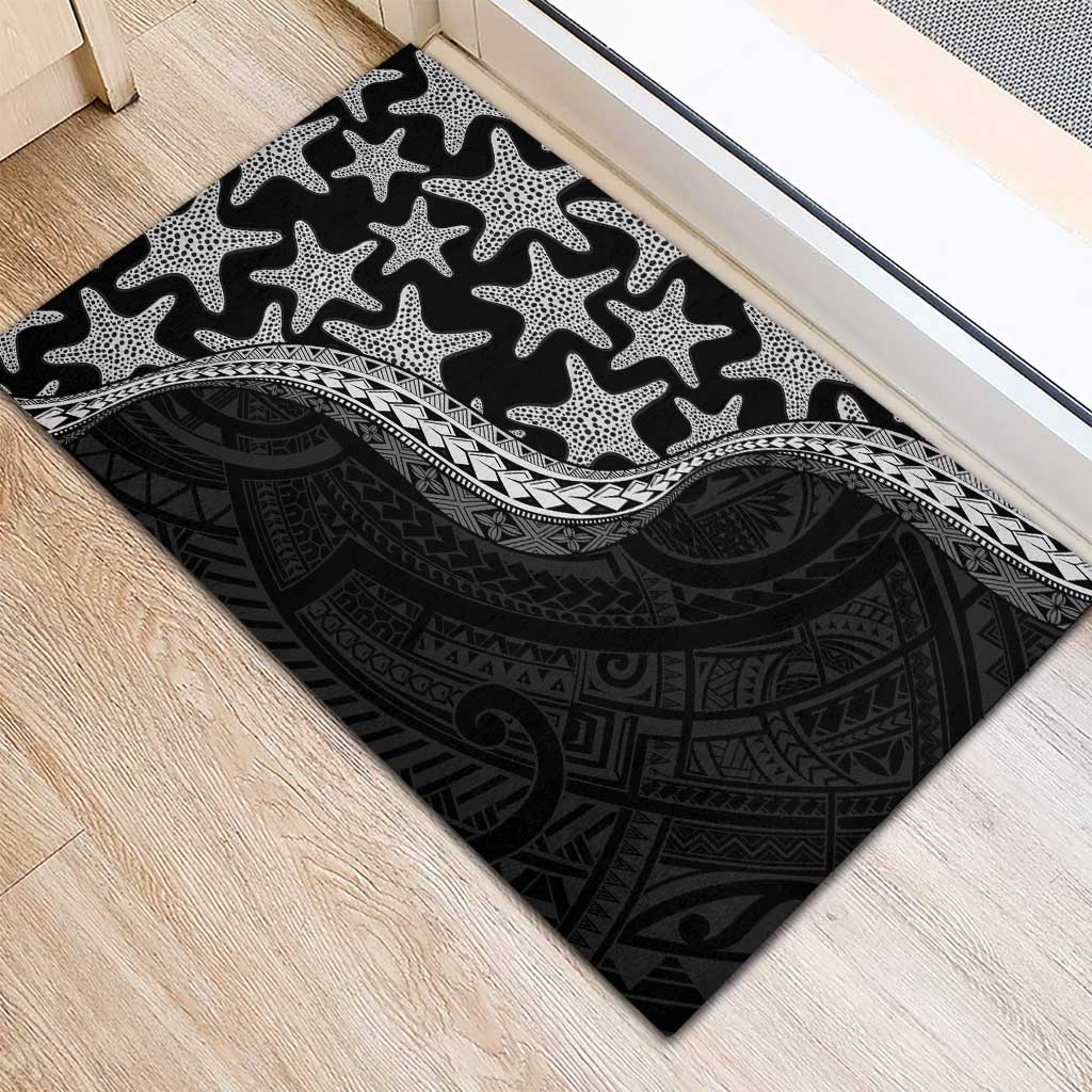 Monotone Polynesian Starfish Unique Pattern Rubber Doormat