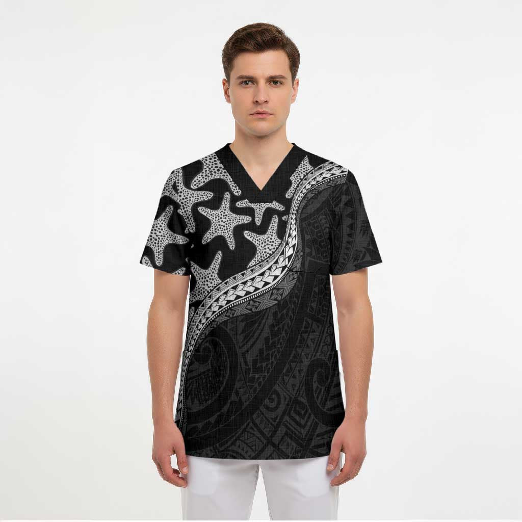 Monotone Polynesian Starfish Unique Pattern Scrub Top LT01 - Polynesian Pride