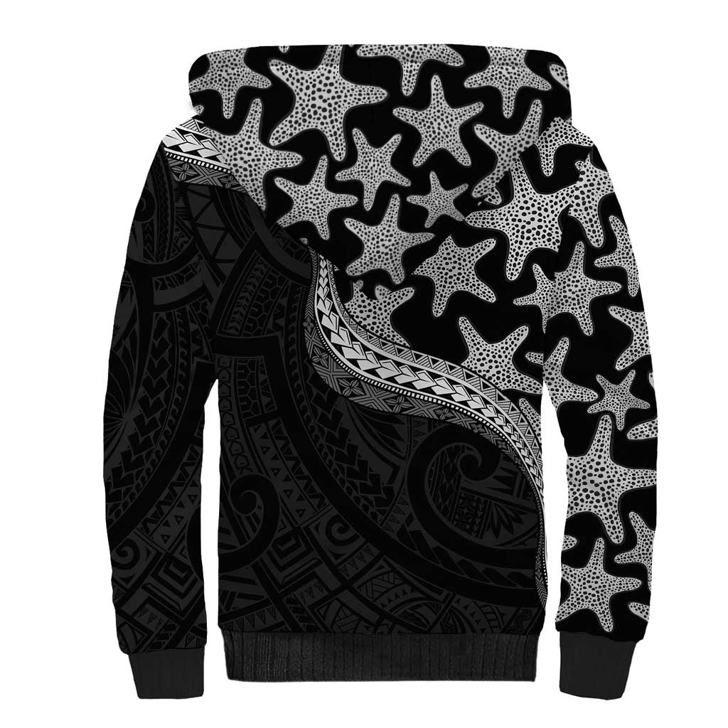 Monotone Polynesian Starfish Unique Pattern Sherpa Hoodie LT01 - Polynesian Pride