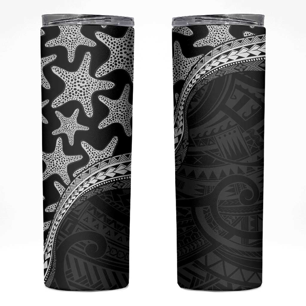 Monotone Polynesian Starfish Unique Pattern Skinny Tumbler LT01 Black - Polynesian Pride