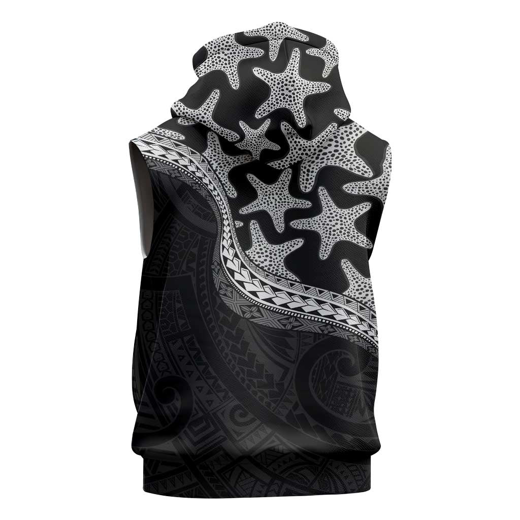 Monotone Polynesian Starfish Unique Pattern Sleeveless Hoodie LT01 - Polynesian Pride