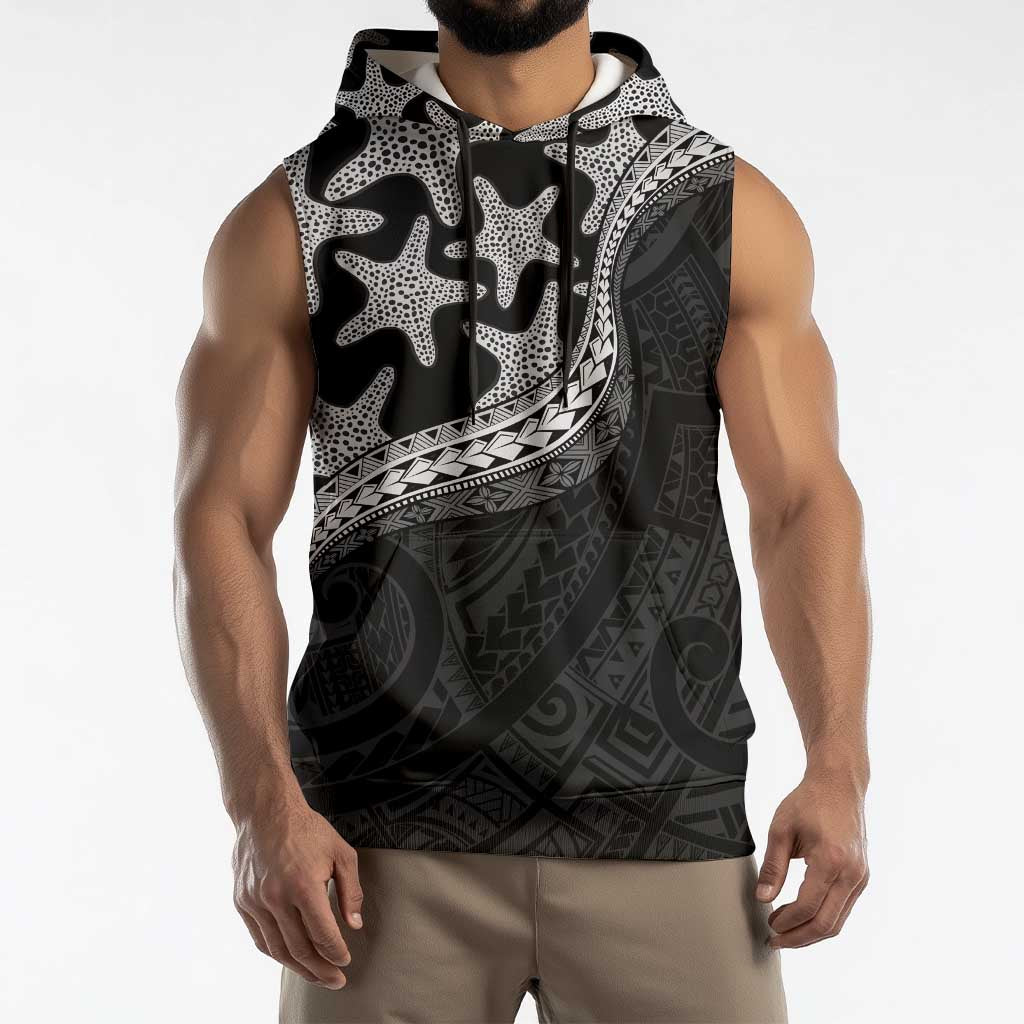 Monotone Polynesian Starfish Unique Pattern Sleeveless Hoodie LT01 - Polynesian Pride